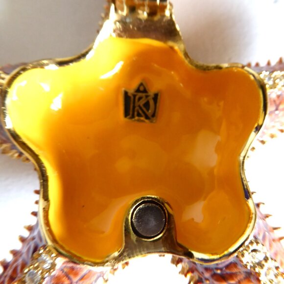 KINGSPOINT DESIGNS ENAMELED BEJEWELED STARFISH TRINKET BOX & NECKLACE (NEW BOX) - Picture 6 of 16